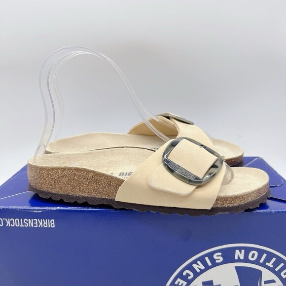 Birkenstock Cream Sandals with Gold Buckle - Picture 8 of 16
